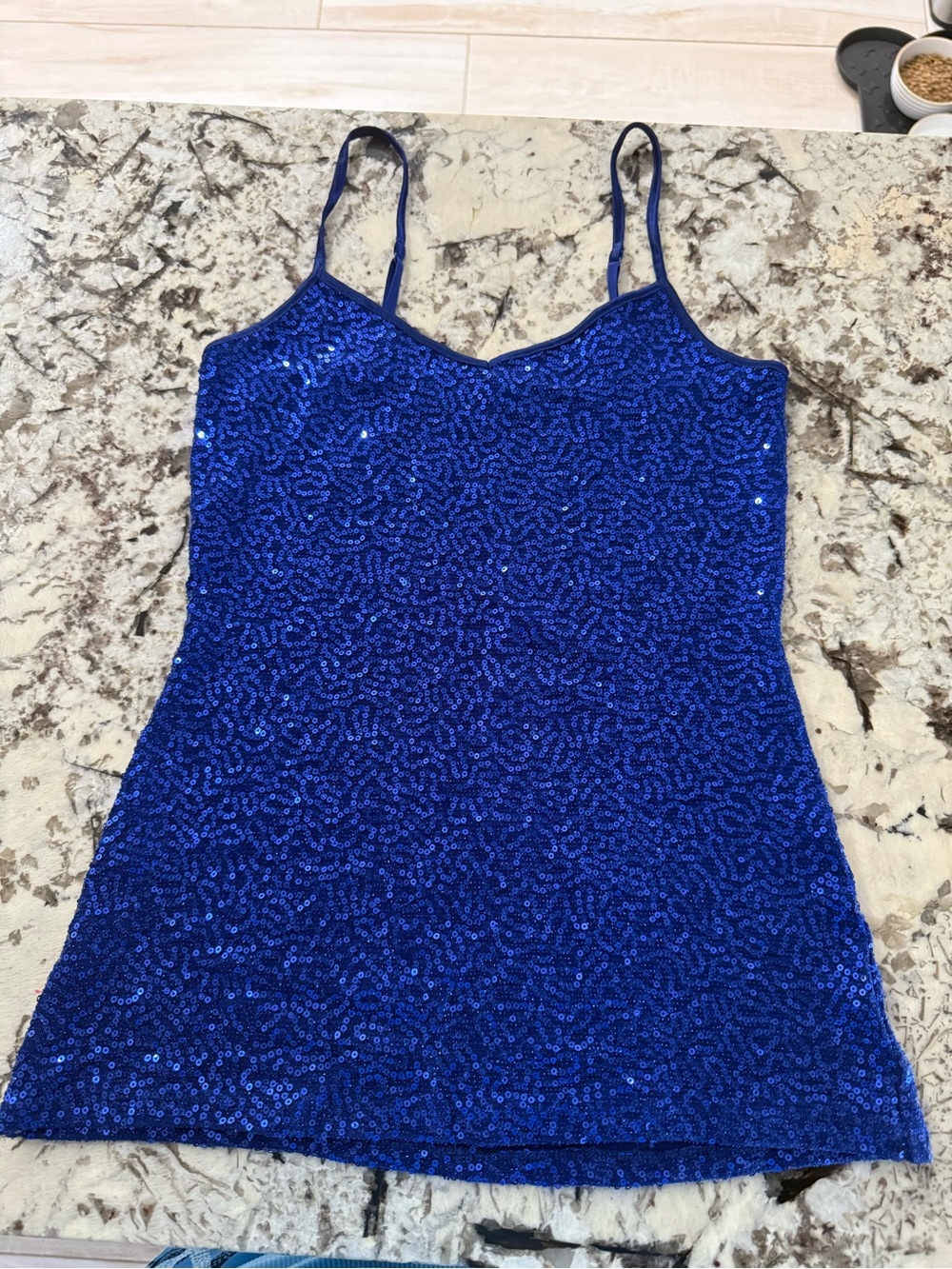 Express Royal Blue Sequin Spaghetti Strap Camisole
